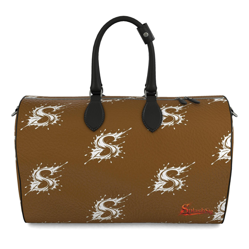 Splashsig Signature Cognac Brown Paint Splash Duffle Bag