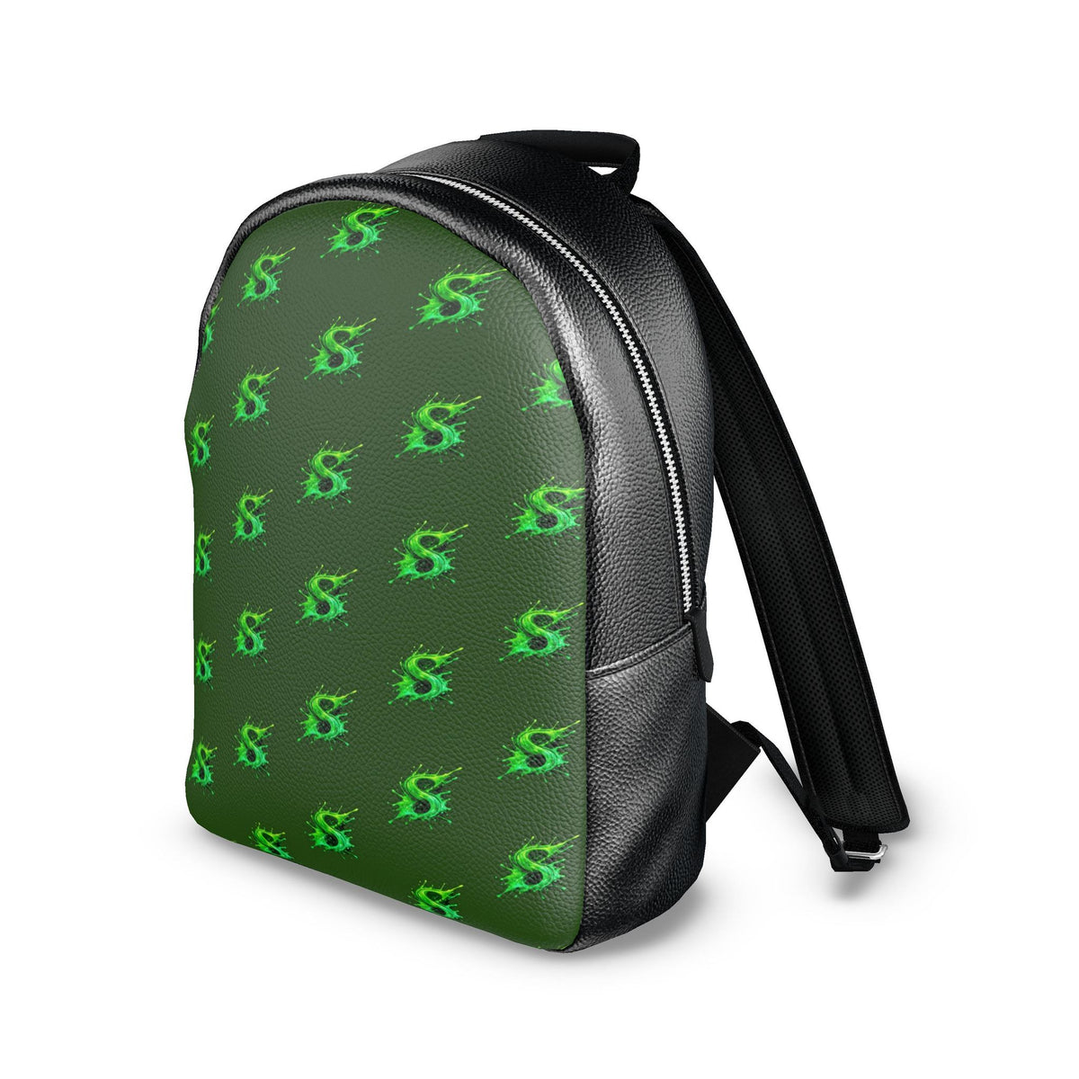 Splashsig Signature Forest Green Neon Leather Backpack