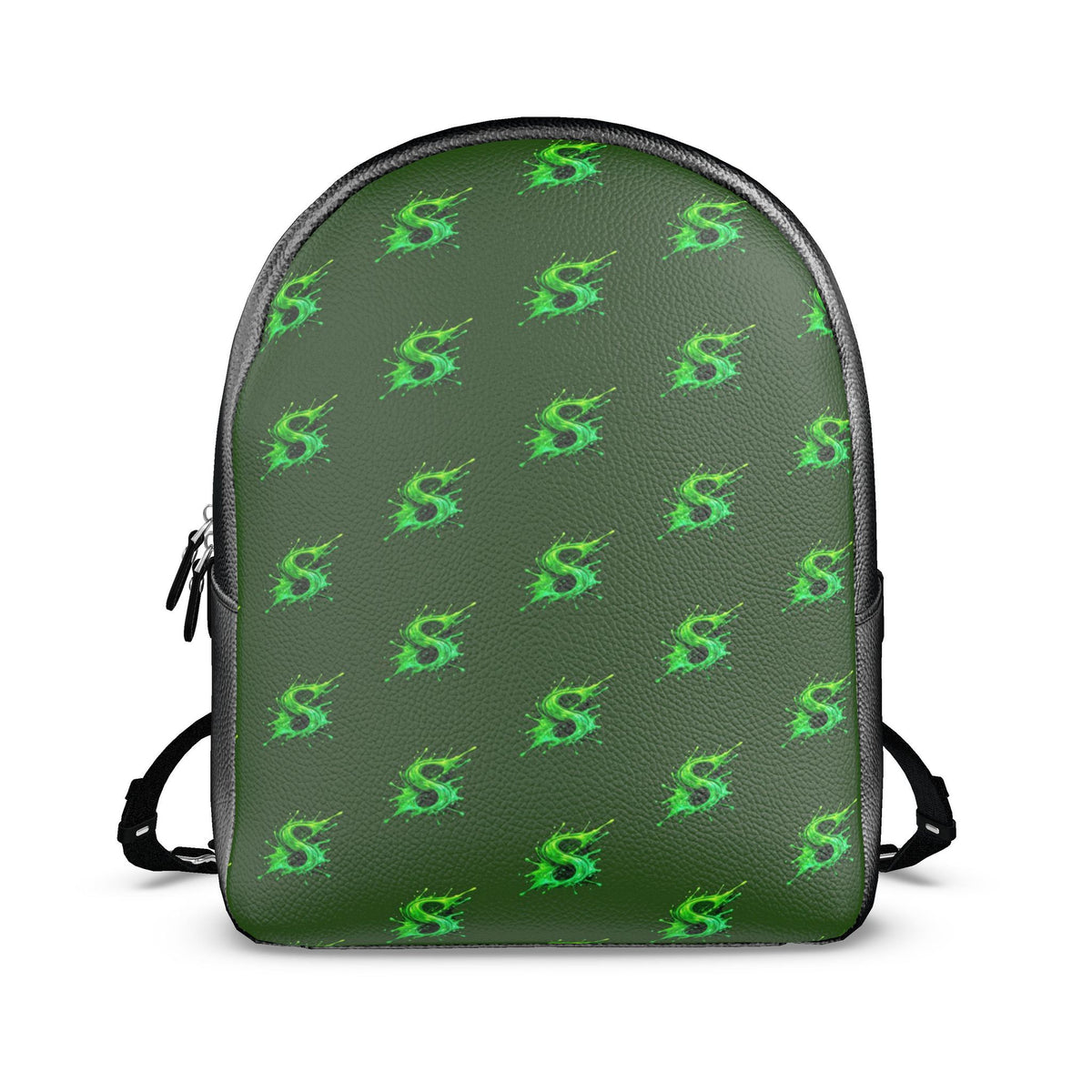 Splashsig Signature Forest Green Neon Leather Backpack