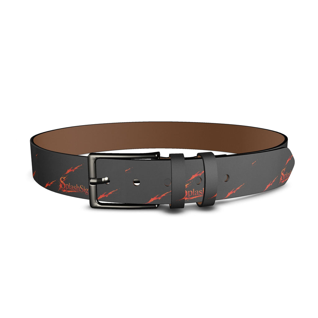 Splashsig Signature Charcoal paint splash Leather Belt