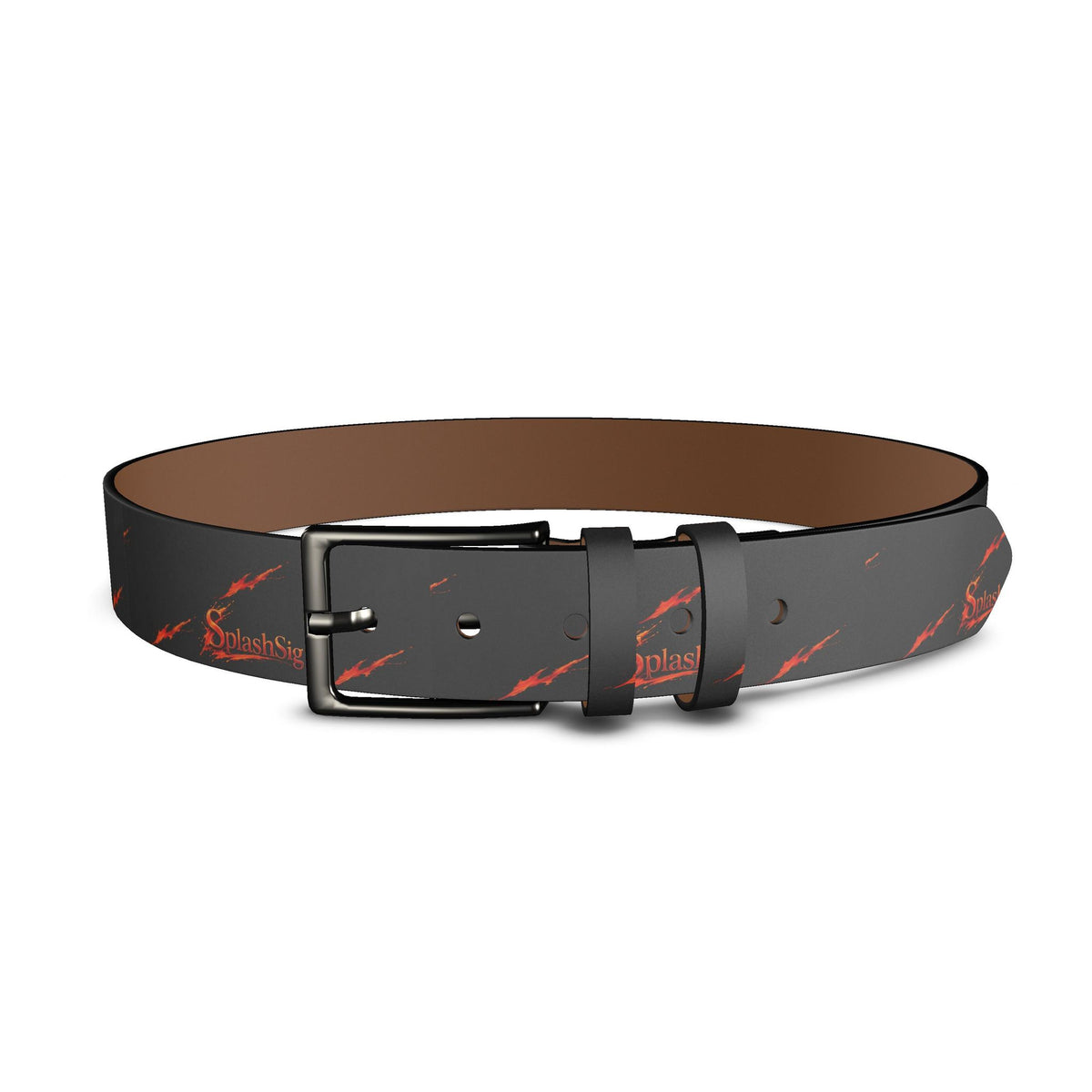 Splashsig Signature Charcoal paint splash Leather Belt