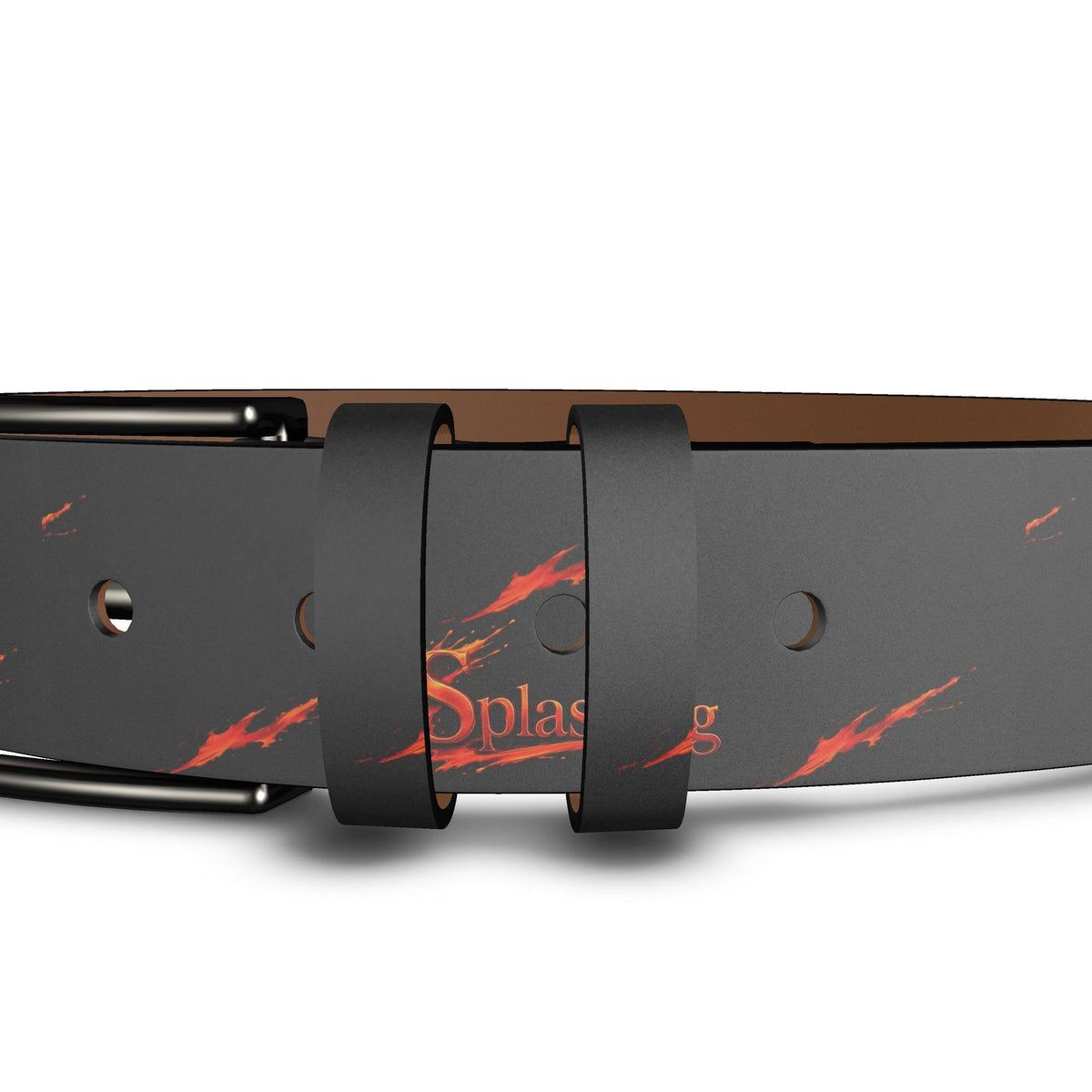 Splashsig Signature Charcoal paint splash Leather Belt