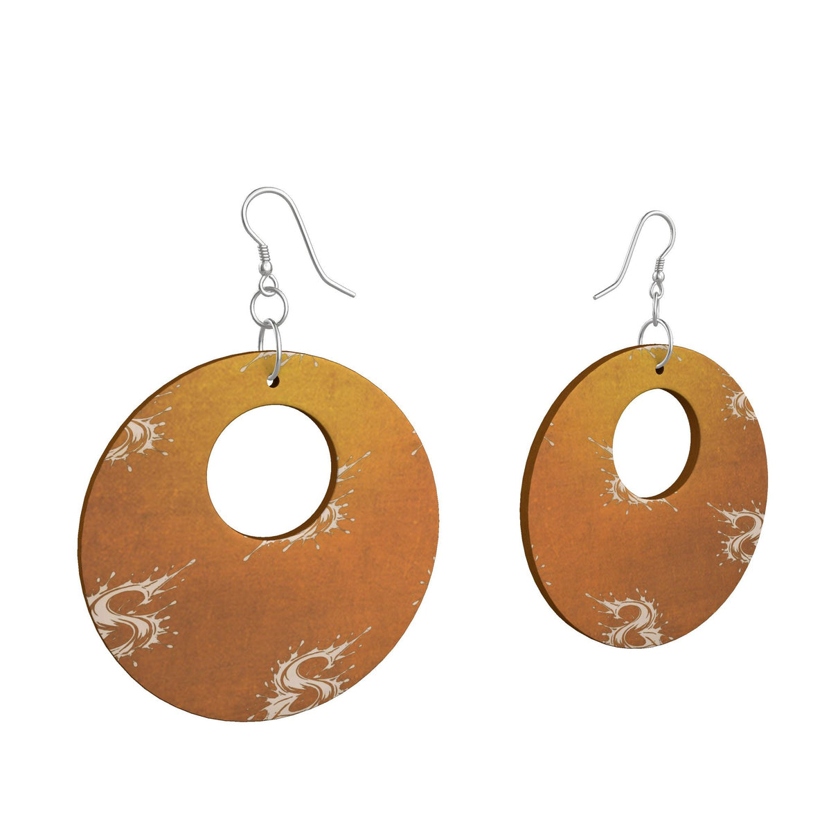 Splashsig Signature Amber Gold Paint Splash Wooden Earrings