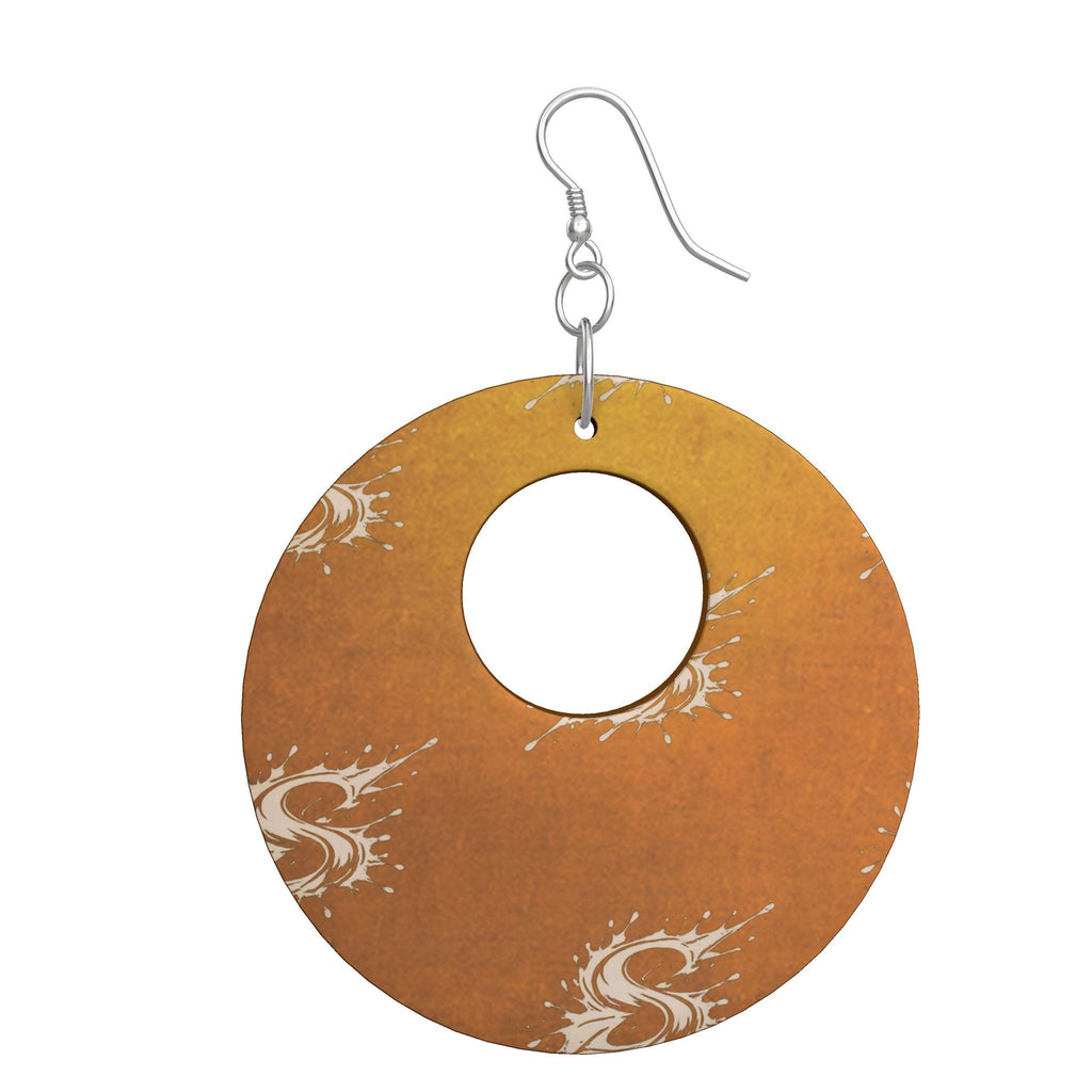Splashsig Signature Amber Gold Paint Splash Wooden Earrings