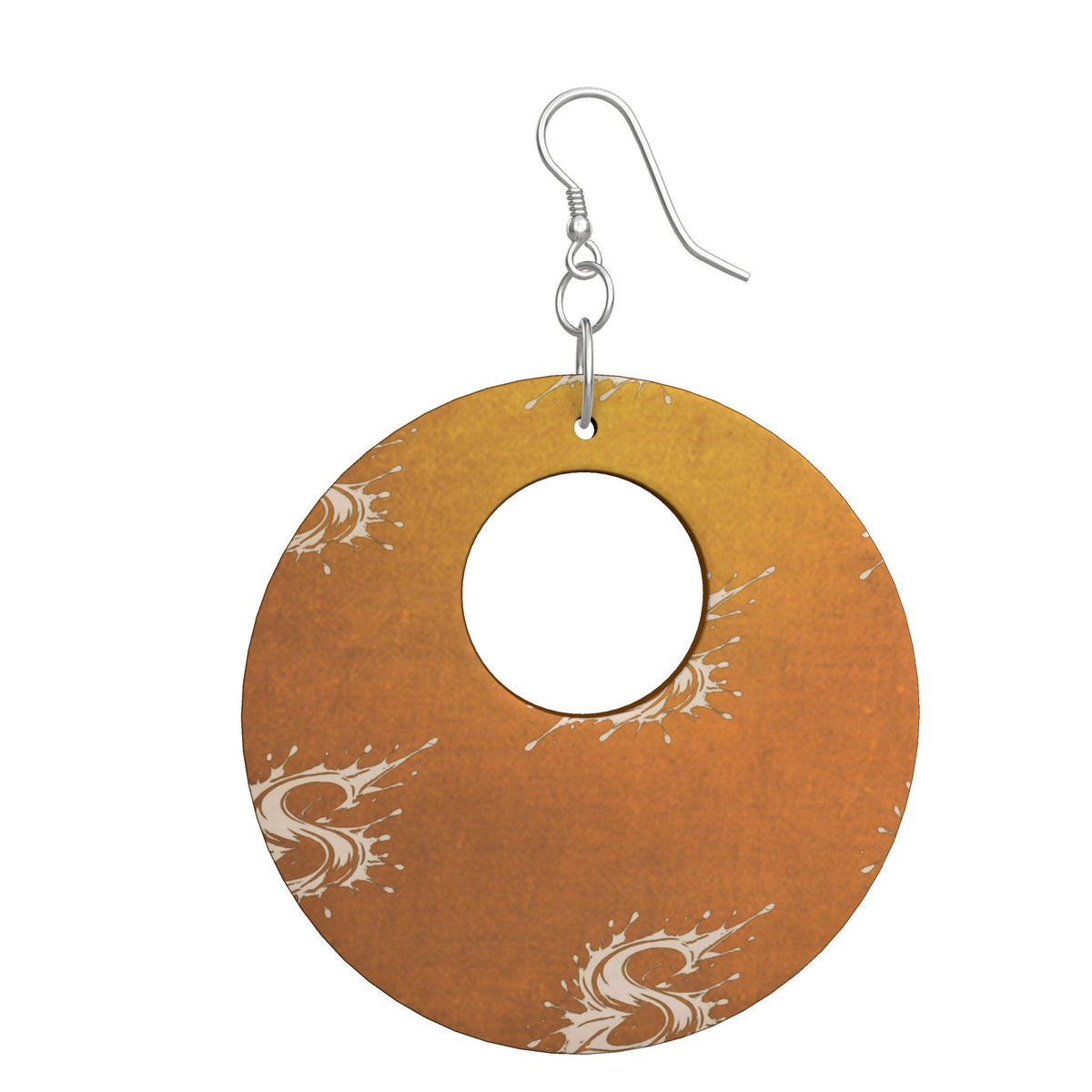 Splashsig Signature Amber Gold Paint Splash Wooden Earrings