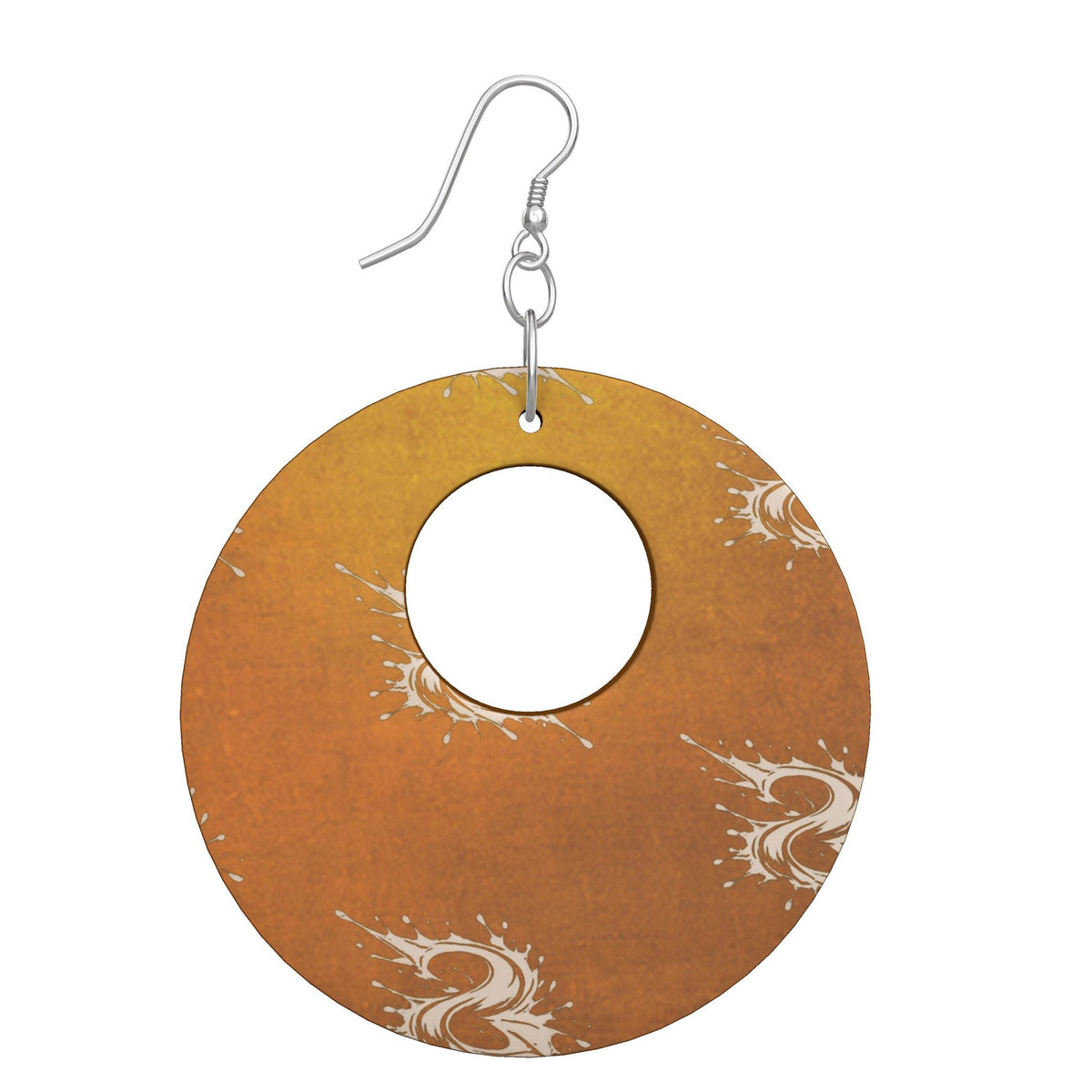 Splashsig Signature Amber Gold Paint Splash Wooden Earrings