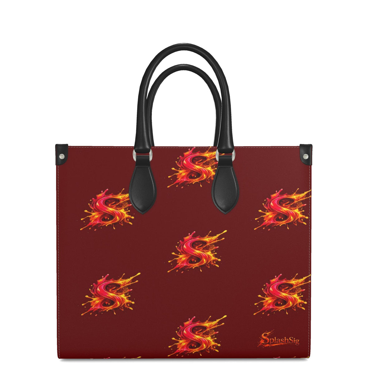 Splashsig Signature Deep Red Leather Shopper Bag