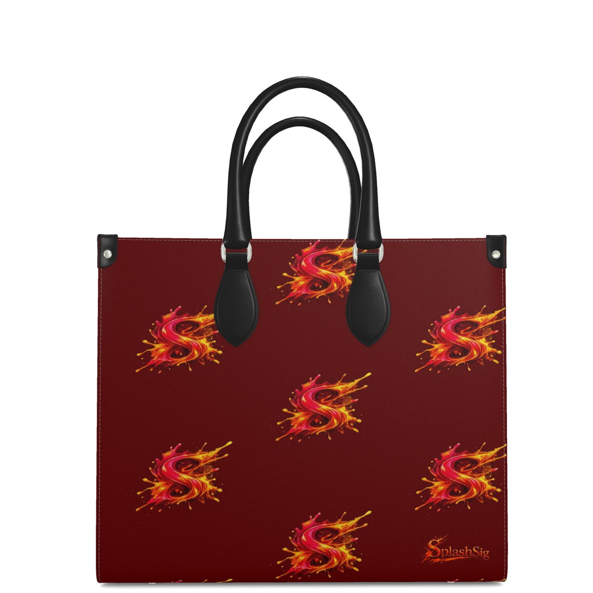 Splashsig Signature Deep Red Leather Shopper Bag