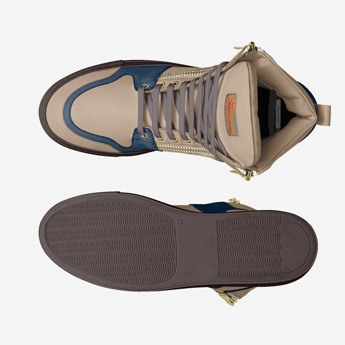Splashsig high Quality Italian leather high-top shoes