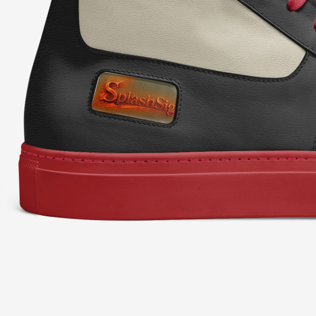 Splashsig Signature Black Crimson Red Italian Handmade Leather High-Top